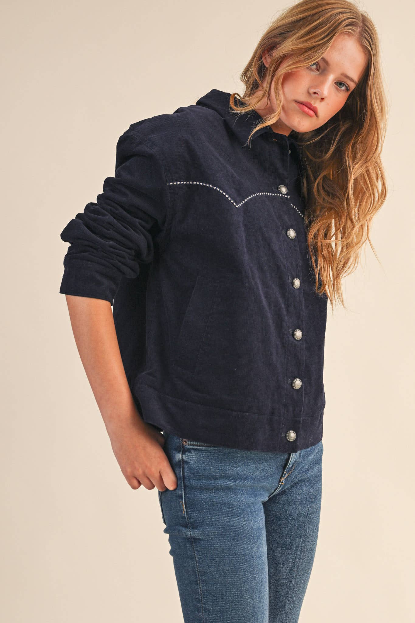 The Evie Floral Embroidered Corduroy Jacket