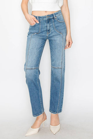 The Fae Western Detailed High Rise Straight Jeans