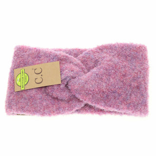 C.C pink purple twisted knit headband ear warmer made from recycled yarn