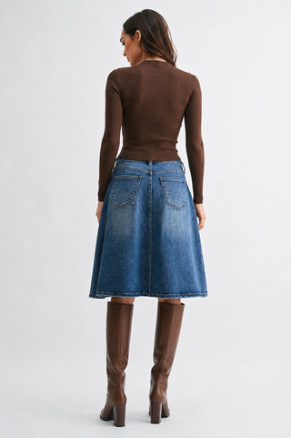 The Lillian Denim A-Line Midi Skirt