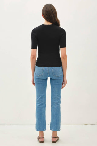 The Classic Solid Half Sleeve Rib Knit Top