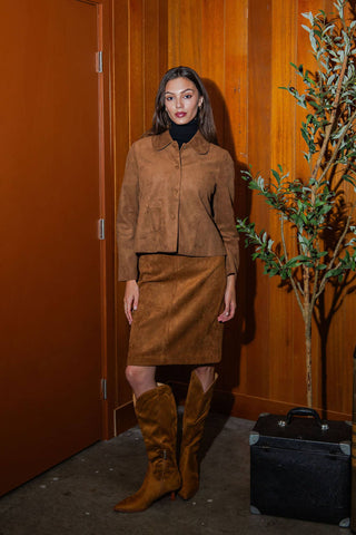 The Beth Stretch Suede Skirt
