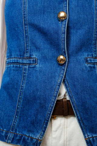 The Jaden Gold Button Denim Vest