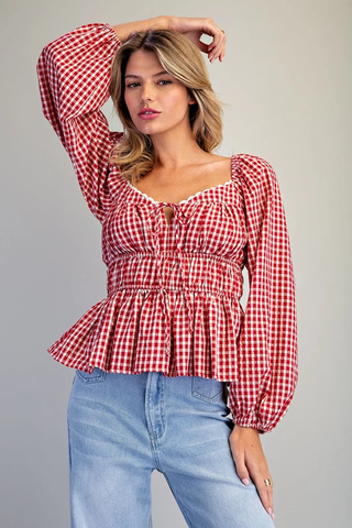 The Gingham Peplum Top