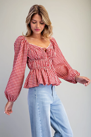 The Gingham Peplum Top