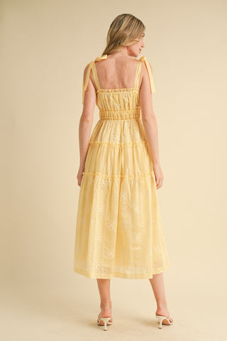 The Lemon Eyelet Midi Dress