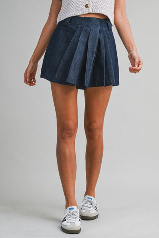 The Kaitlyn Pleated Denim Skort
