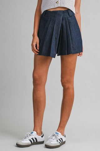 The Kaitlyn Pleated Denim Skort