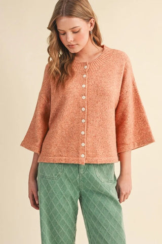The Maya Rust Lemon Short Sleeve Sweater Cardigan