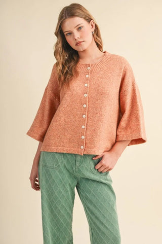 The Maya Rust Lemon Short Sleeve Sweater Cardigan