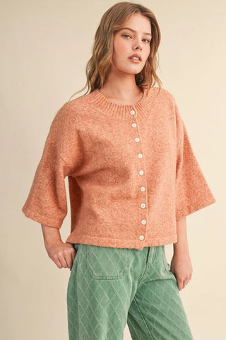 The Maya Rust Lemon Short Sleeve Sweater Cardigan