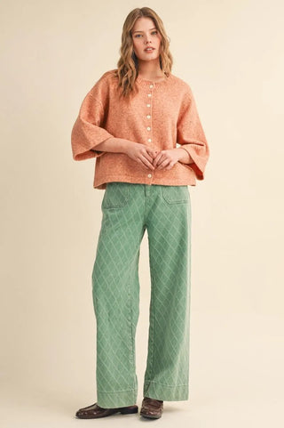 The Maya Rust Lemon Short Sleeve Sweater Cardigan