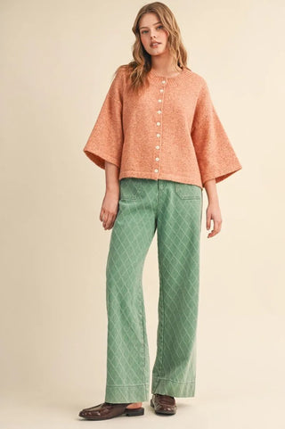 The Maya Rust Lemon Short Sleeve Sweater Cardigan