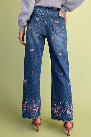 The Dana Floral Embroidery Denim Pants