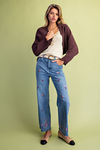 The Dana Floral Embroidery Denim Pants