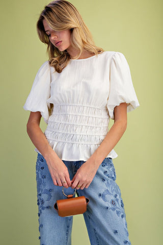 The Antonia Textured Woven Peplum Top