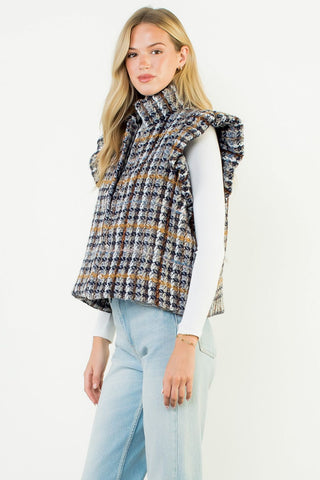 The Tatiana Plaid Tweed Vest