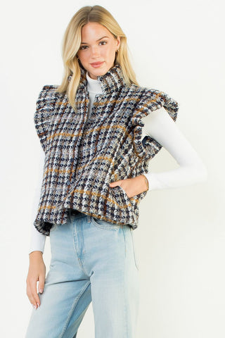 The Tatiana Plaid Tweed Vest